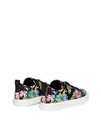 Baskets basses en satin à fleurs noires Giuseppe Zanotti