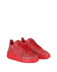 Baskets basses en satin imprimées rouges Giuseppe Zanotti