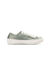 Baskets basses en satin vert menthe