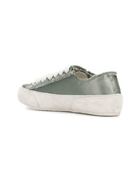 Baskets basses en satin vert menthe Pedro Garcia