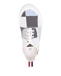 Baskets basses en toile à carreaux bleu clair Thom Browne