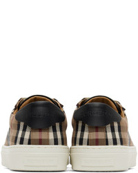 Baskets basses en toile à carreaux marron Burberry
