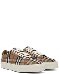 Baskets basses en toile à carreaux marron Burberry