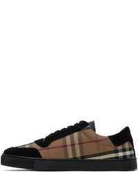 Baskets basses en toile à carreaux marron Burberry