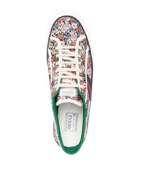 Baskets basses en toile à fleurs multicolores Gucci