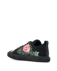 Baskets basses en toile à fleurs noires Giuseppe Zanotti