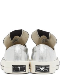 Baskets basses en toile argentées Rick Owens DRKSHDW