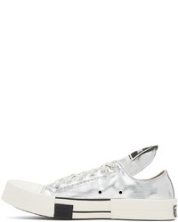 Baskets basses en toile argentées Rick Owens DRKSHDW