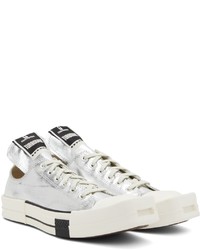 Baskets basses en toile argentées Rick Owens DRKSHDW