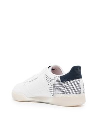 Baskets basses en toile blanc et bleu marine adidas