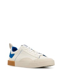 Baskets basses en toile blanc et bleu Diesel