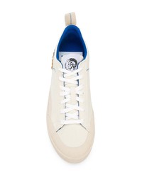 Baskets basses en toile blanc et bleu Diesel