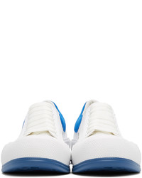 Baskets basses en toile blanc et bleu Alexander McQueen