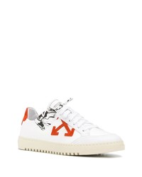 Baskets basses en toile blanc et rouge Off-White