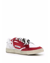 Baskets basses en toile blanc et rouge Off-White