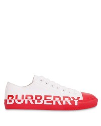 Baskets basses en toile blanc et rouge Burberry