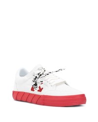 Baskets basses en toile blanc et rouge Off-White