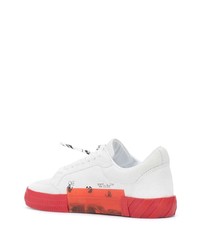 Baskets basses en toile blanc et rouge Off-White