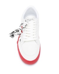 Baskets basses en toile blanc et rouge Off-White