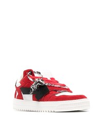 Baskets basses en toile blanc et rouge Off-White