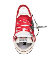 Baskets basses en toile blanc et rouge Off-White