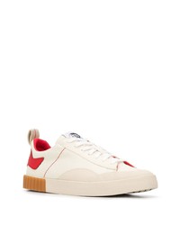 Baskets basses en toile blanc et rouge Diesel