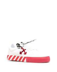 Baskets basses en toile blanc et rouge Off-White