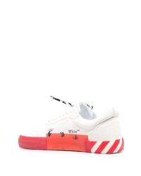 Baskets basses en toile blanc et rouge Off-White