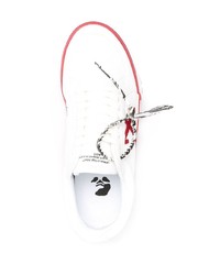 Baskets basses en toile blanc et rouge Off-White