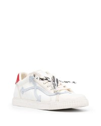 Baskets basses en toile blanc et rouge Off-White