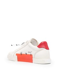 Baskets basses en toile blanc et rouge Off-White