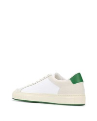 Baskets basses en toile blanc et vert Common Projects