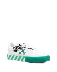 Baskets basses en toile blanc et vert Off-White