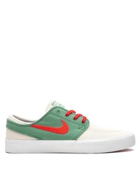 Baskets basses en toile blanc et vert Nike