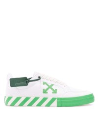 Baskets basses en toile blanc et vert Off-White