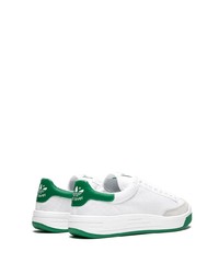 Baskets basses en toile blanc et vert adidas