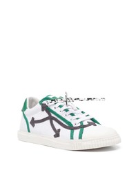 Baskets basses en toile blanc et vert Off-White