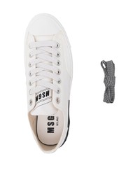 Baskets basses en toile blanches et noires MSGM