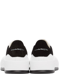 Baskets basses en toile blanches et noires Alexander McQueen