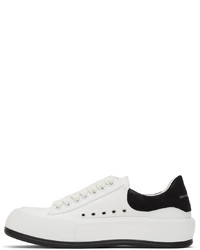 Baskets basses en toile blanches et noires Alexander McQueen