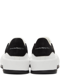 Baskets basses en toile blanches et noires Alexander McQueen