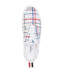 Baskets basses en toile blanches Thom Browne