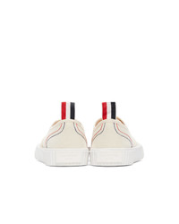 Baskets basses en toile blanches Thom Browne