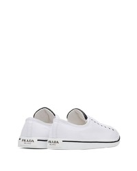 Baskets basses en toile blanches Prada