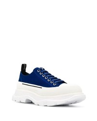 Baskets basses en toile bleu marine et blanc Alexander McQueen