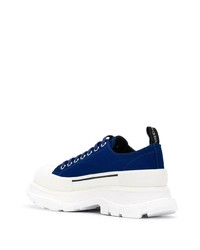 Baskets basses en toile bleu marine et blanc Alexander McQueen