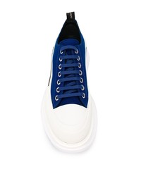 Baskets basses en toile bleu marine et blanc Alexander McQueen