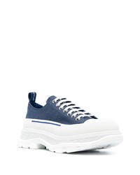 Baskets basses en toile bleu marine et blanc Alexander McQueen