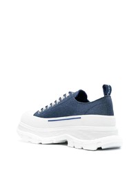 Baskets basses en toile bleu marine et blanc Alexander McQueen