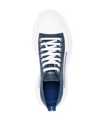 Baskets basses en toile bleu marine et blanc Alexander McQueen